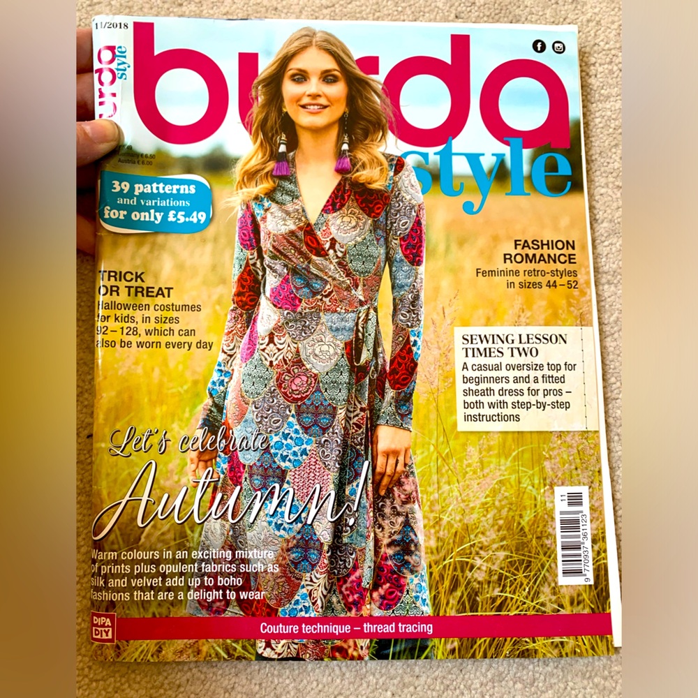 UK Burda Style Magazine issue 11/2018.